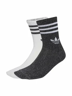 Urheiluasusteet<adidas Originals 3 Stripes Glitter -sukat 2 -pack JV6049 BLACK/WHITE