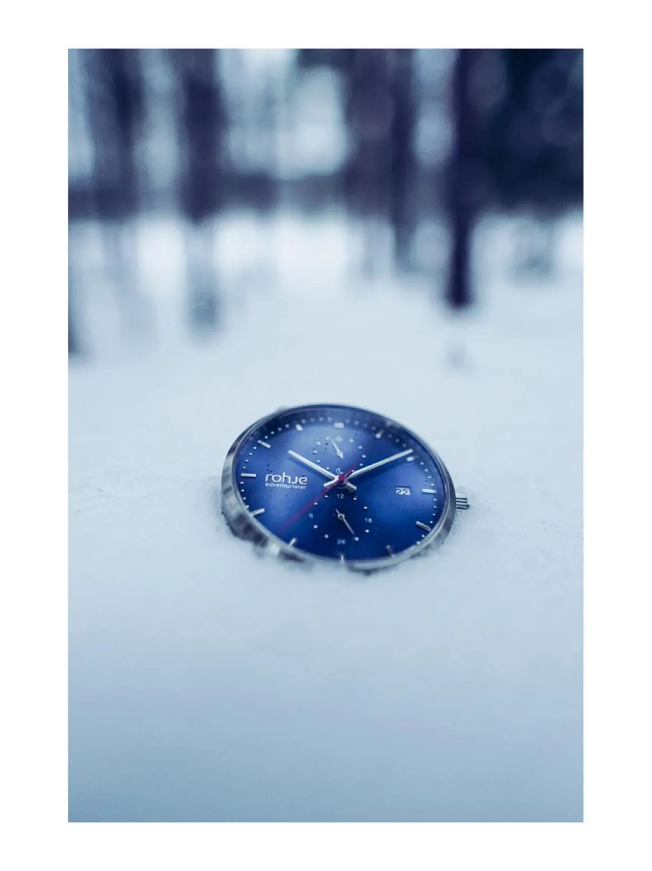 Kellot<Rohje Adventurister Blue-rannekello, musta poronnahkaranneke SININEN
