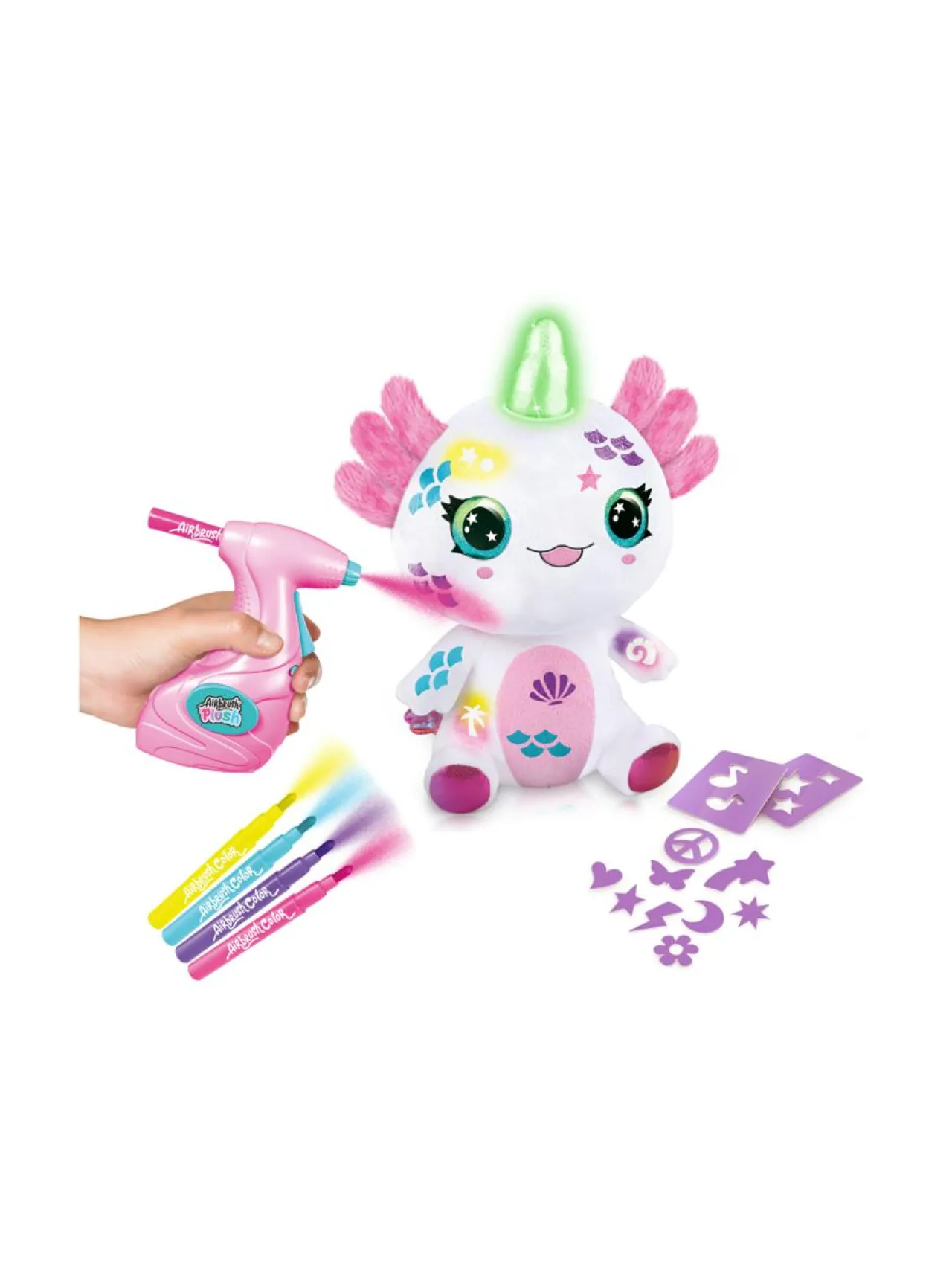 AIRBRUSH PLUSH Pehmoyksisarvisaksolotli ja kynäruisku^ Luovuus & Oppiminen