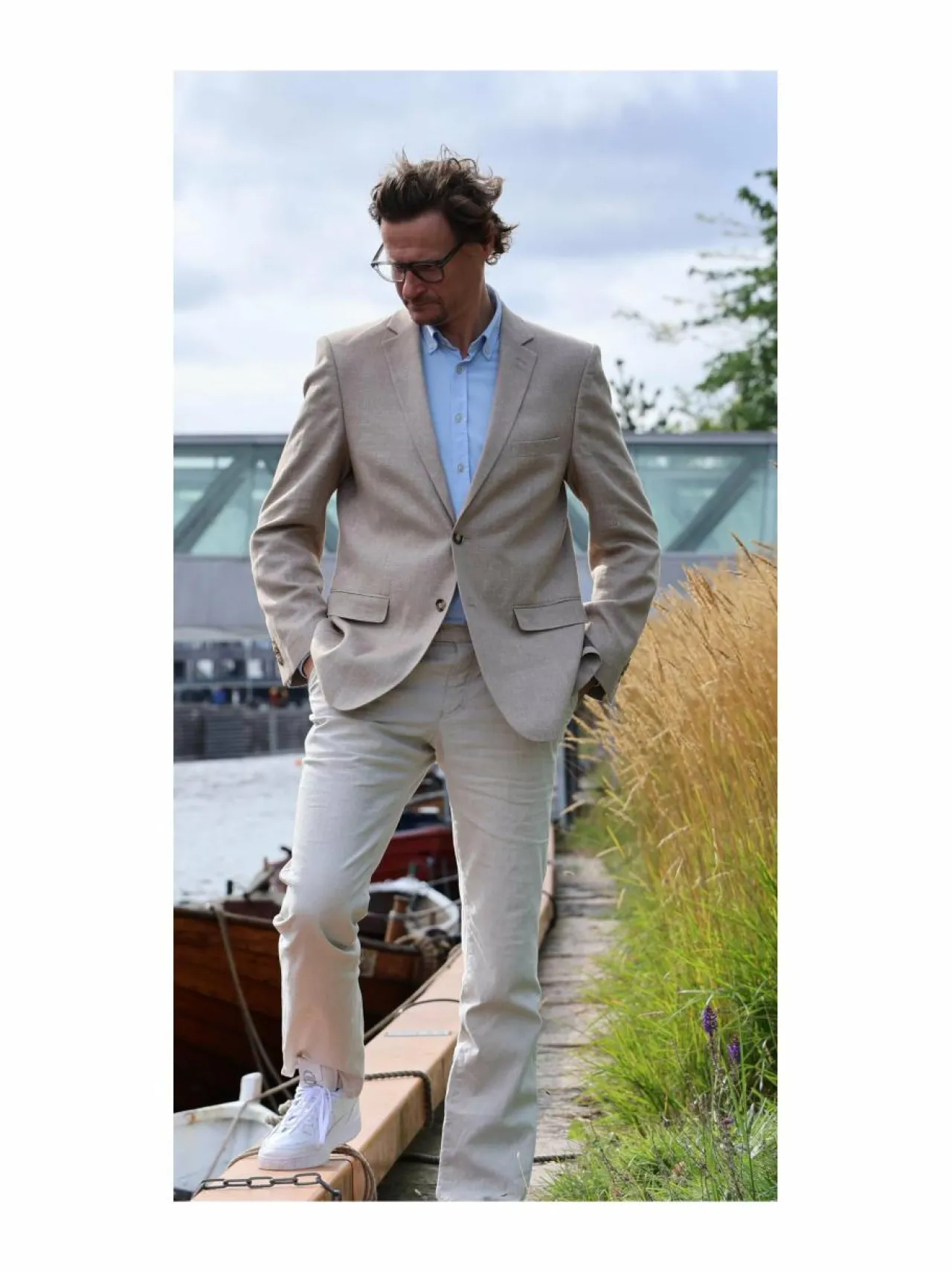 Bleiserit<Buzo Alex 1946 -bambu-pellavableiseri 22 LIGHT BEIGE