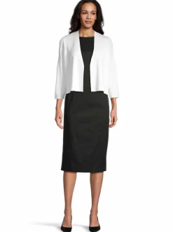 Neuleet<ESSENTIALS by Stockmann Alice- lyhyt neuletakki WHITE