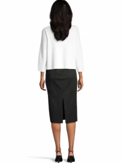 Neuleet<ESSENTIALS by Stockmann Alice- lyhyt neuletakki WHITE