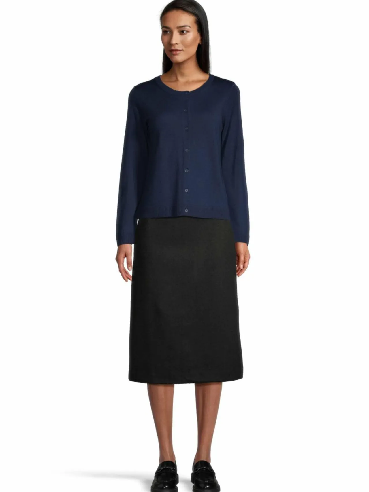 Neuleet<ESSENTIALS by Stockmann Amelia-merinoneuletakki DK.NAVY 221884