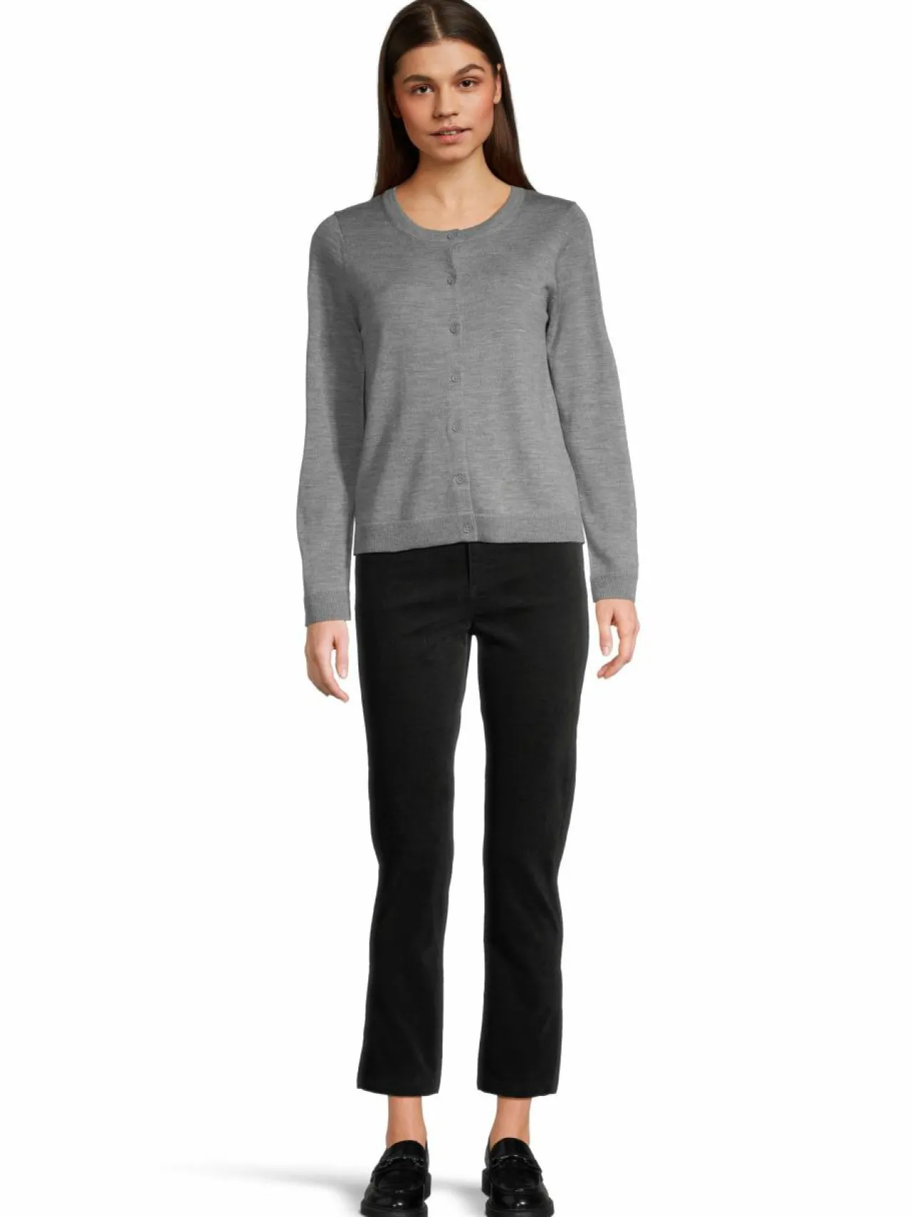 Neuleet<ESSENTIALS by Stockmann Amelia-merinoneuletakki MID GREY MEL 245499