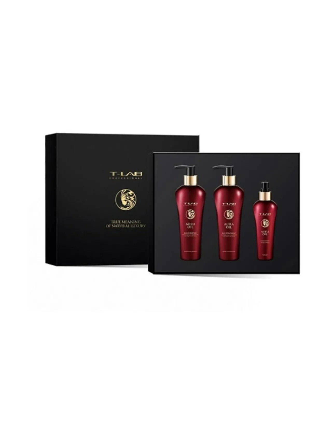 Lahjapakkaukset<T-LAB Professional Aura Oil Ritual Set -lahjapakkaus kuiville hiuksille, 3 tuotetta
