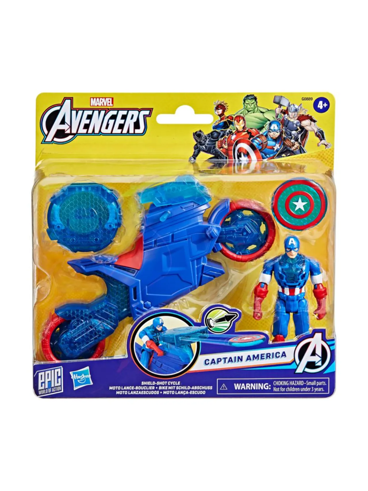 AVENGERS Leikkisetti Kapteeni Amerikka ja kilpiä ampuva pyörä, 10 cm^ Figuurit & Interaktiiviset Lelut