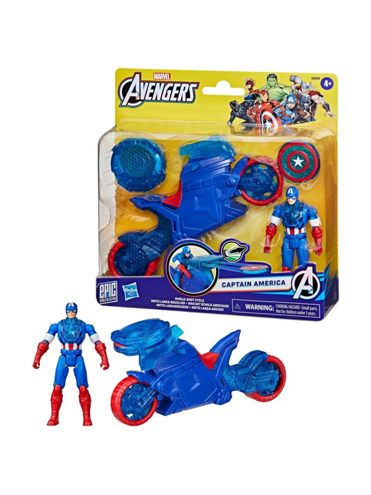 AVENGERS Leikkisetti Kapteeni Amerikka ja kilpiä ampuva pyörä, 10 cm^ Figuurit & Interaktiiviset Lelut