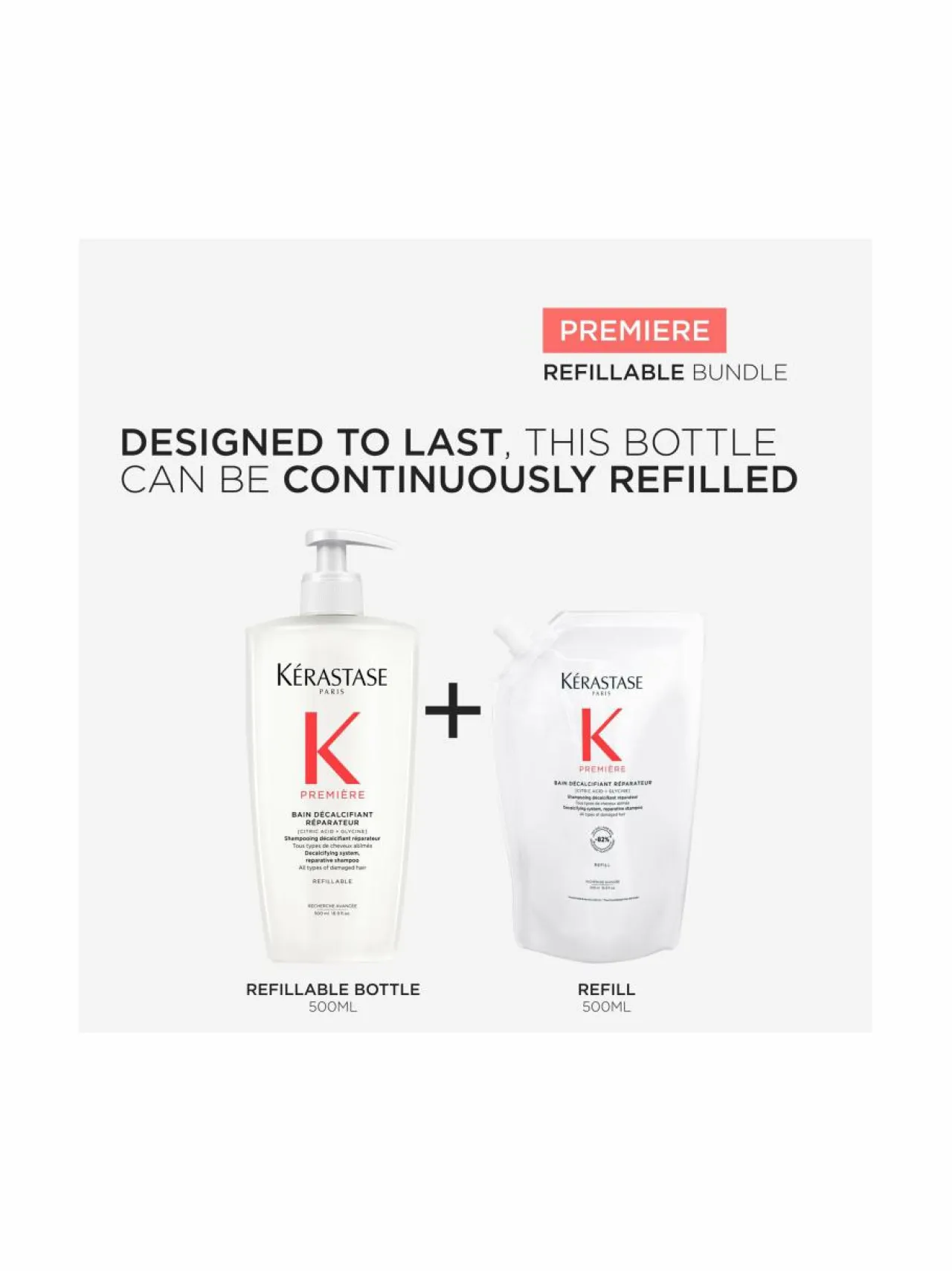 Kerastase Bain Décalcifiant Réparateur Refil -korjaava shampoo, täyttöpakkaus, 500ml^ Hiustenhoitotuotteet