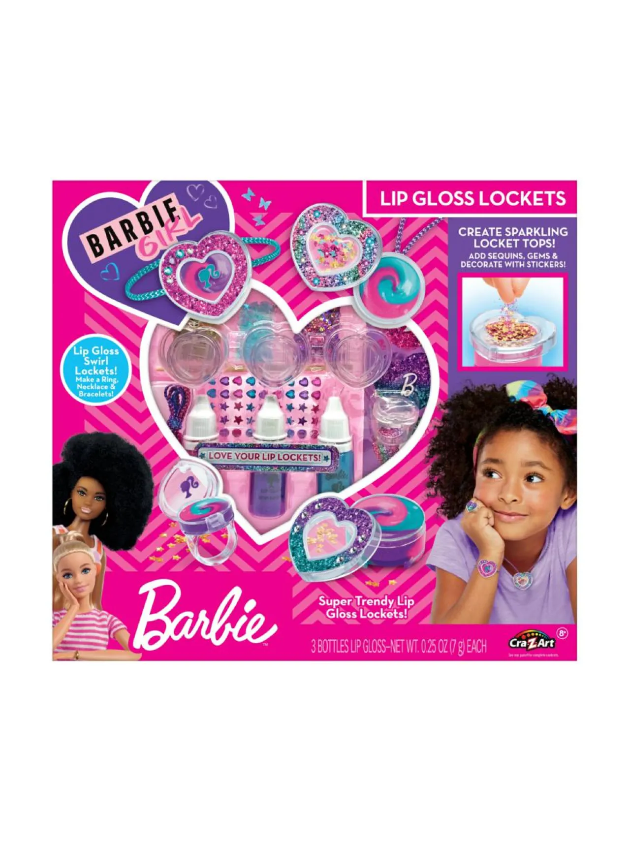 BARBIE Huulikiiltomedaljongit Kimaltelevat sydänkävyt^ Naamiaisasut & Lastenjuhlat