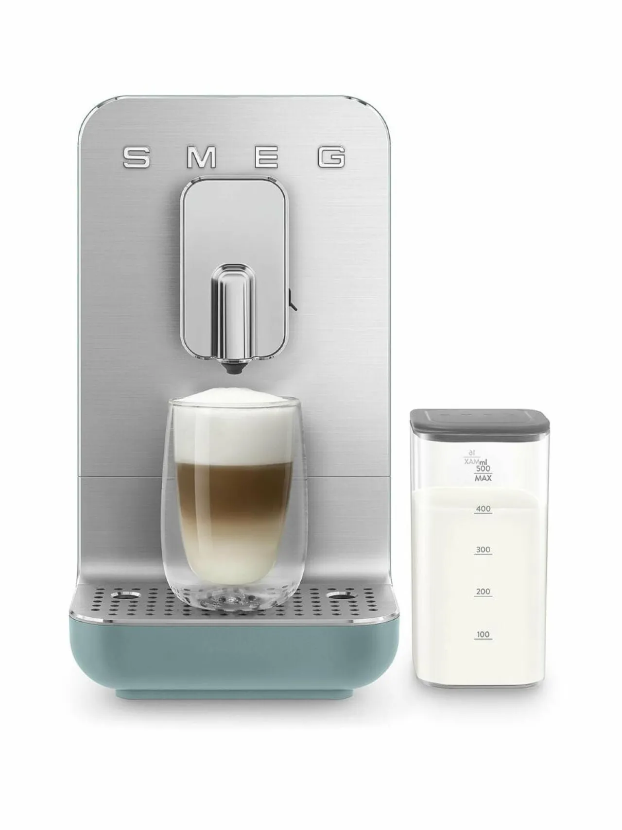 Kahvin- & Vedenkeittimet<Smeg BCC13BLMEU- täysautomaattinen kahvikone ja maidonvaahdotin EMERALD GREEN
