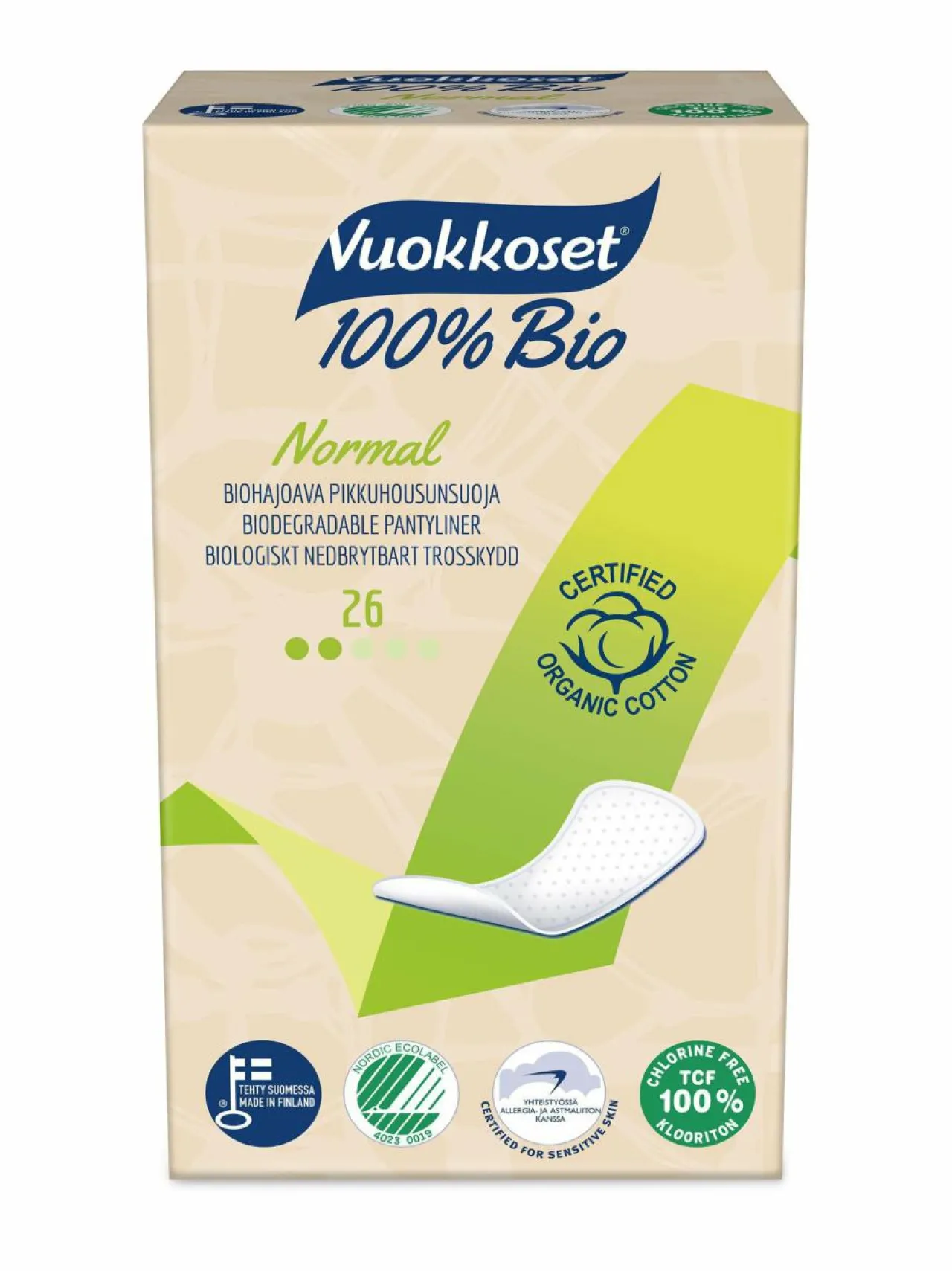 Vuokkoset Bio Normal -pikkuhousunsuoja 26 kpl^ Intiimituotteet