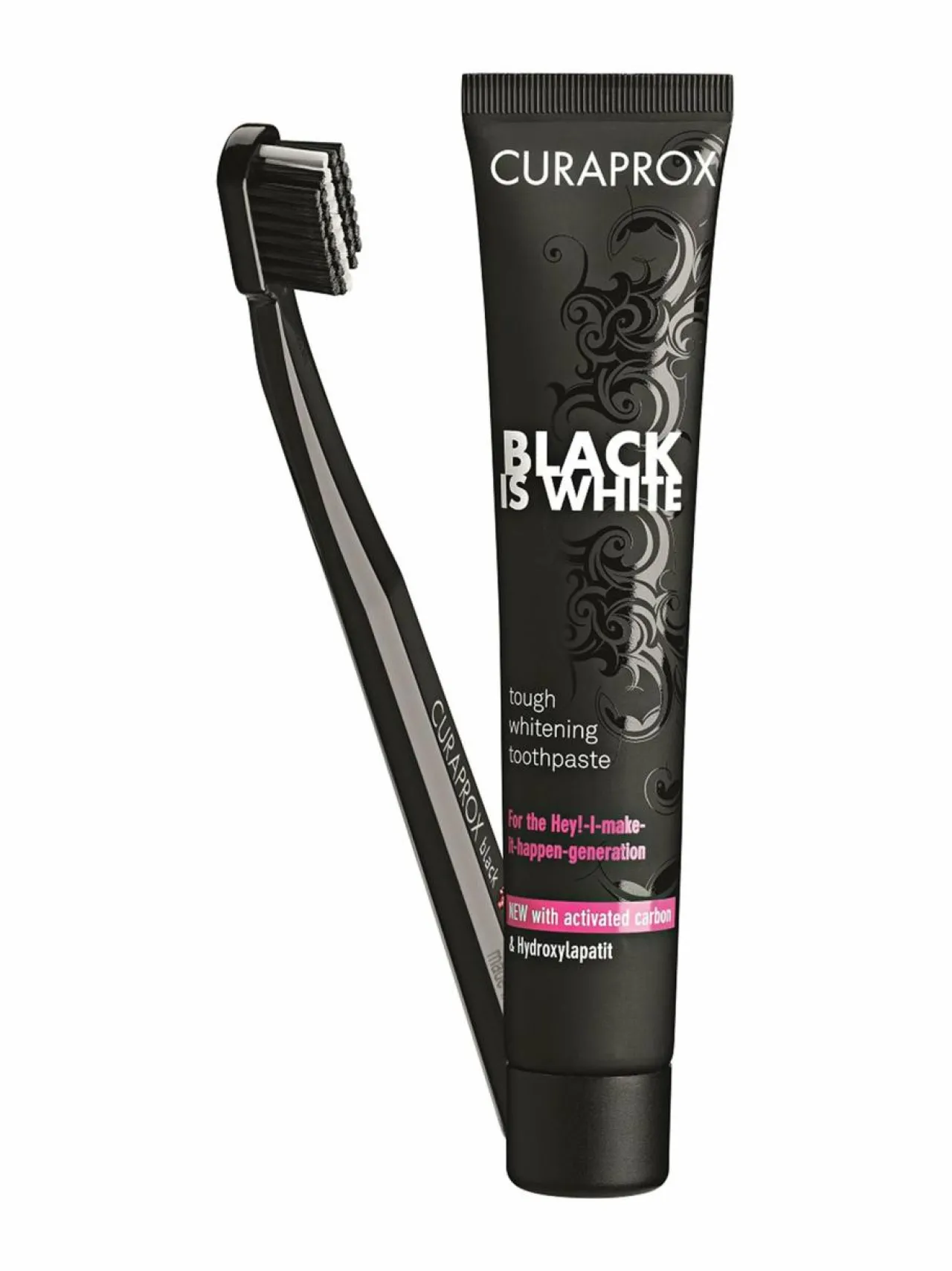 CURAPROX Black is White -hammastahna 90 ml + hammasharja^ Hammastahnat