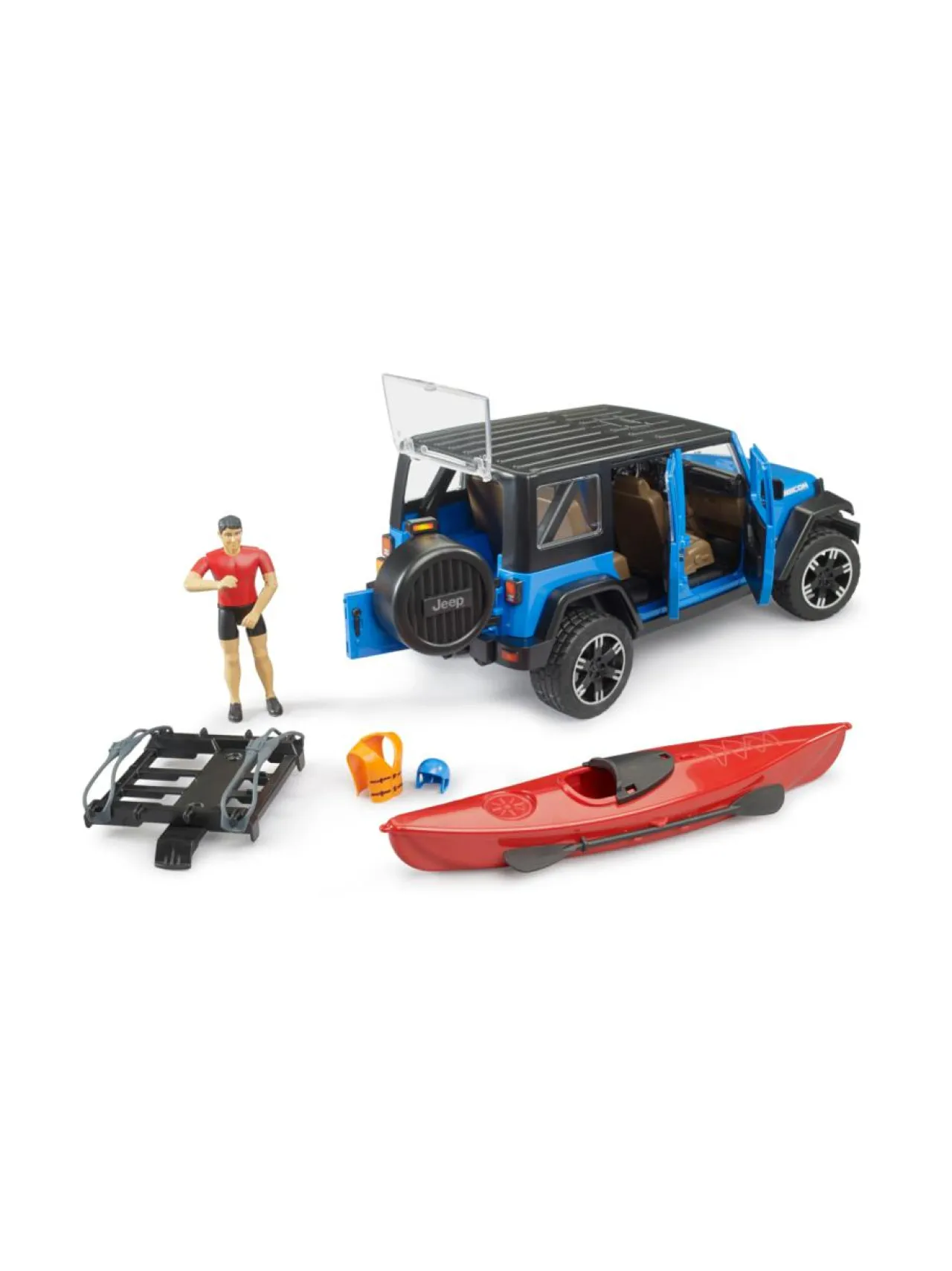BRUDER Jeep Wrangler kajakkiveneellä 1:16^ Autot Ja Muut Ajoneuvot