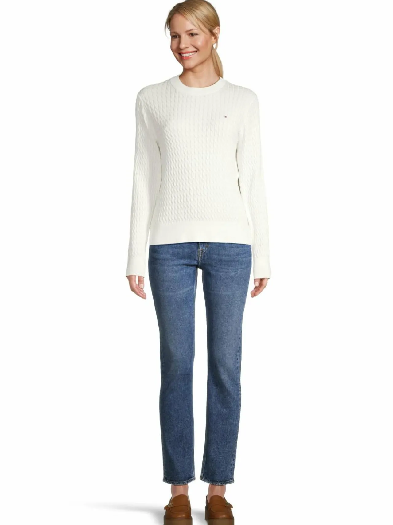 Neuleet<Tommy Hilfiger Cable Fine -neulepusero YA8 IVORY SILK