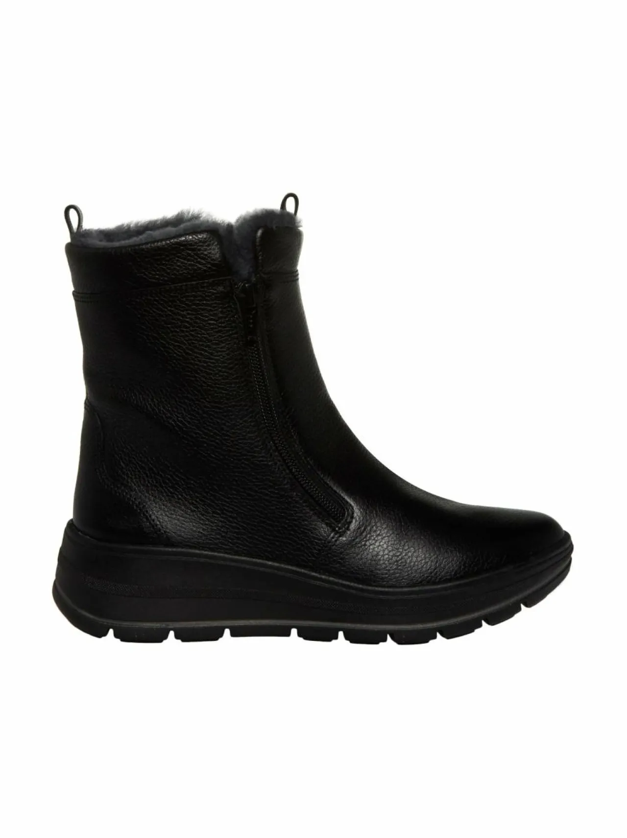 Nilkkurit<ara Calais H-last Two Zippers -nahkanilkkurit turkisvuorella 01 SCHWARZ