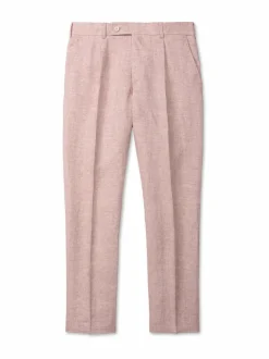 Housut<Turo Casual fit -prässätyt pellavahousut 42 PINK