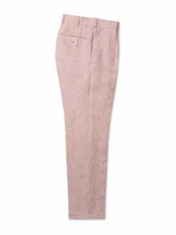 Housut<Turo Casual fit -prässätyt pellavahousut 42 PINK