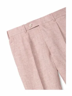 Housut<Turo Casual fit -prässätyt pellavahousut 42 PINK