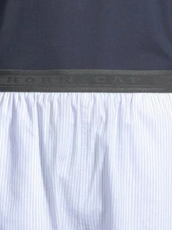 Pyjamat & Kylpytakit<Cap Horn loungewear Charles -pyjamapaita ja -shortsit LT. BLUE-WHITESTRIPE, NAVY SHIRT