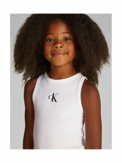 Paidat<Calvin Klein Kids CK Logo Tank -toppi YAF BRIGHT WHITE