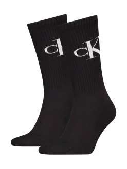 Sukat<Calvin Klein CKJ Monogram -sukat 2-pack 001 BLACK
