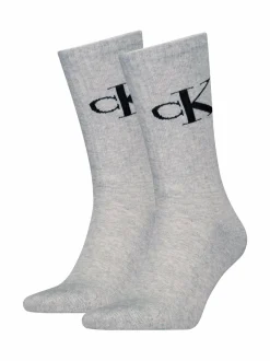 Sukat<Calvin Klein CKJ Monogram -sukat 2-pack 003 LIGHT GREY MELANGE