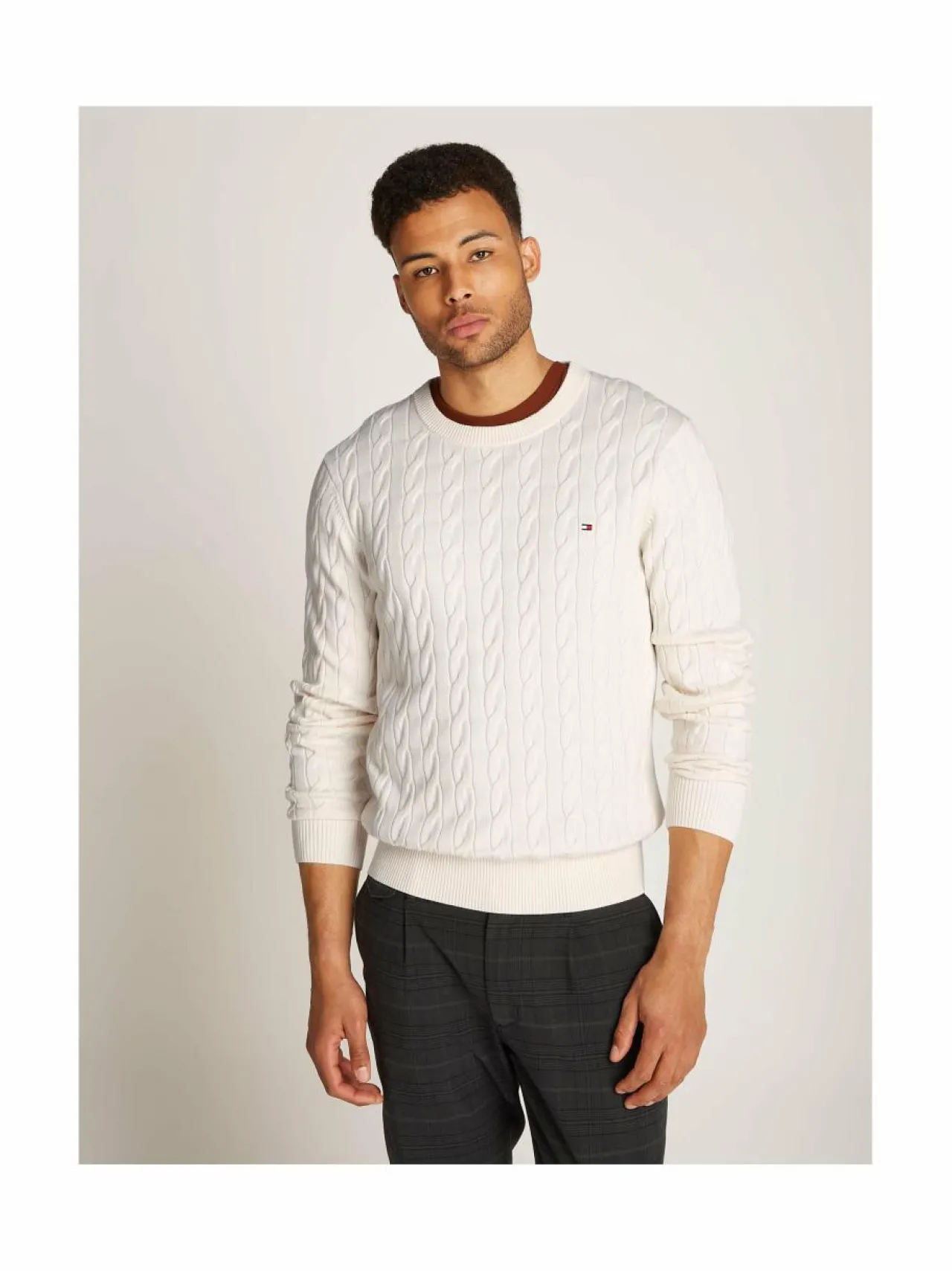 Neuleet<Tommy Hilfiger Classic-palmikkoneule Z00 IVORY PETAL
