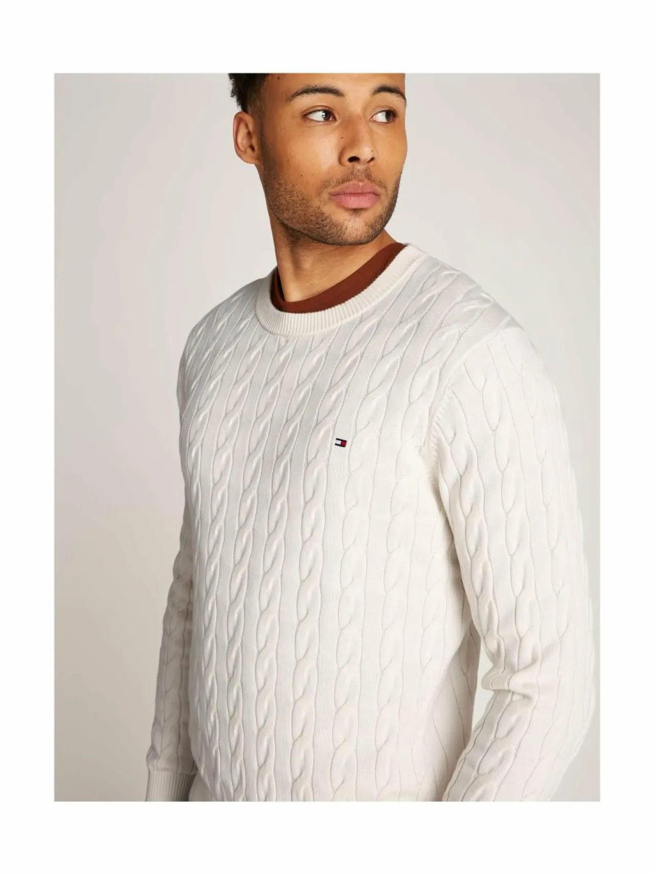 Neuleet<Tommy Hilfiger Classic-palmikkoneule Z00 IVORY PETAL