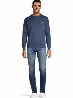 Neuleet<GANT Classic-puuvillaneule 902 DARK JEANS BLUE MELANGE
