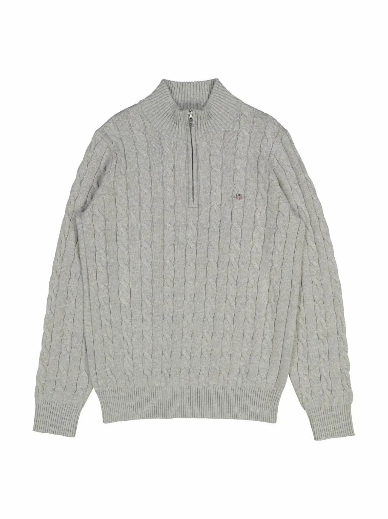 Neuleet<GANT Cotton Cable Half Zip -palmikkoneule 93 GREY MELANGE