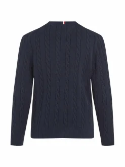 Tommy Hilfiger Crew Neck Cotton Cable Sweater -neule^ Neuleet|Neuleet