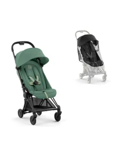 Lastenvaunut & -Rattaat<CYBEX Coya matkarattaat ja sadesuoja (Matte Black) LEAF GREEN