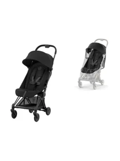 Lastenvaunut & -Rattaat<CYBEX Coya matkarattaat ja sadesuoja (Matte Black) PEACH PINK