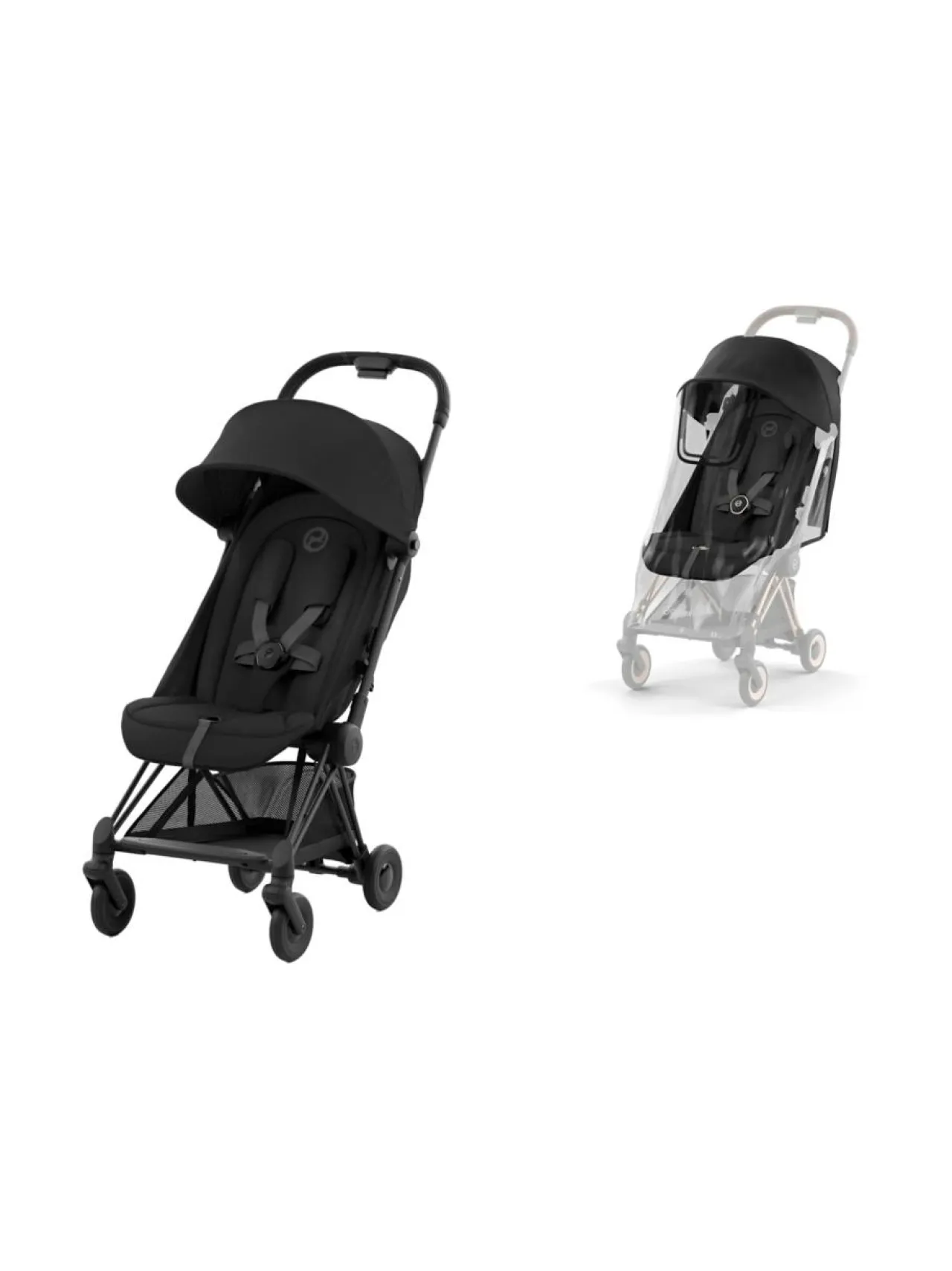 Lastenvaunut & -Rattaat<CYBEX Coya matkarattaat ja sadesuoja (Matte Black) PEACH PINK