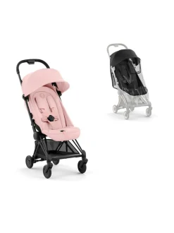 Lastenvaunut & -Rattaat<CYBEX Coya matkarattaat ja sadesuoja (Matte Black) PEACH PINK