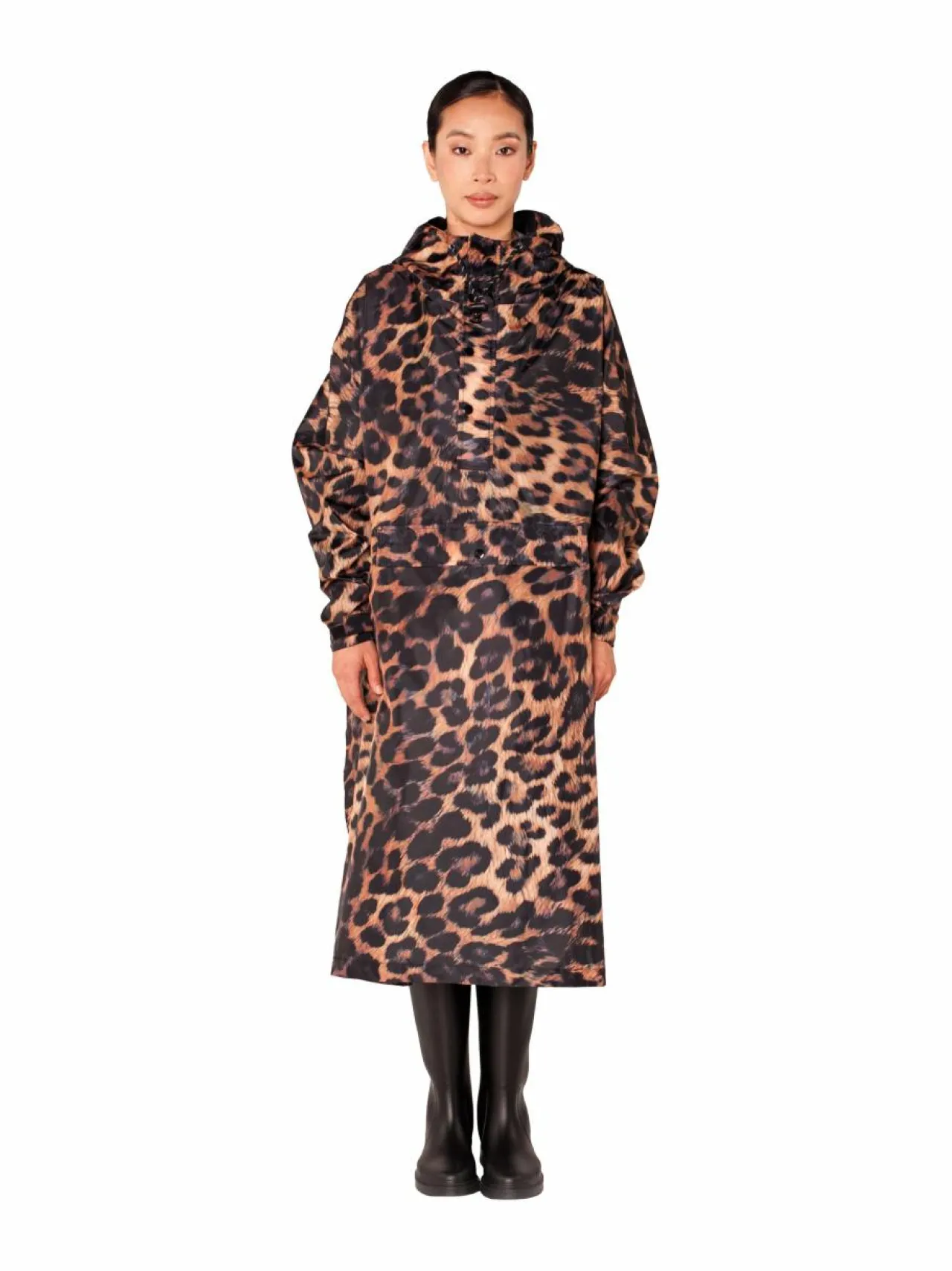 Takit<RAINKISS Dark Leopard -sadeponcho BROWN