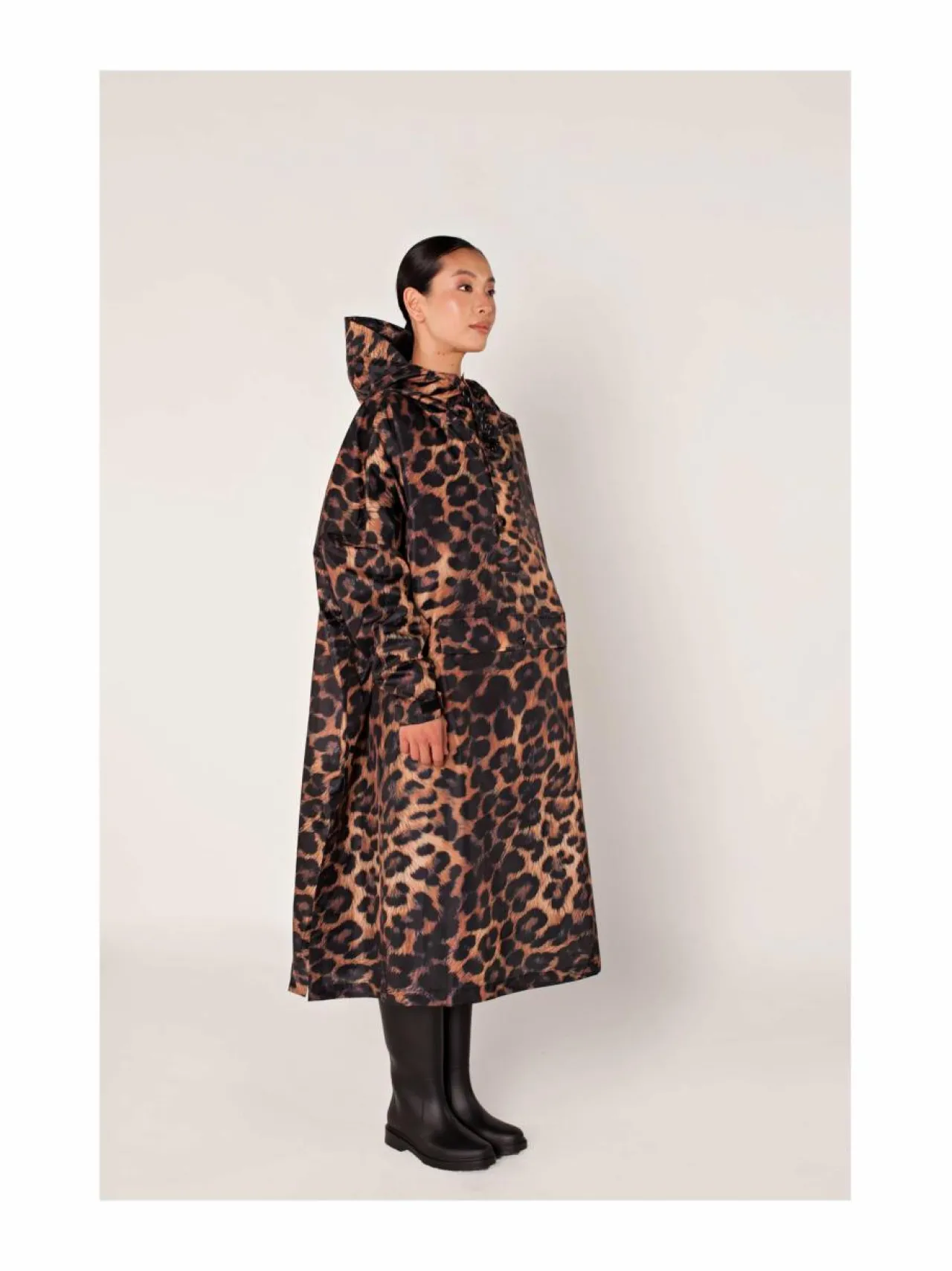 Takit<RAINKISS Dark Leopard -sadeponcho BROWN