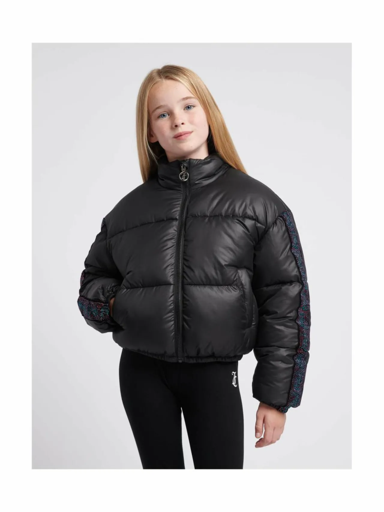 Ulkoiluvaatteet<JUICY COUTURE Diamante Stripe Short Puffa -takki BLACK