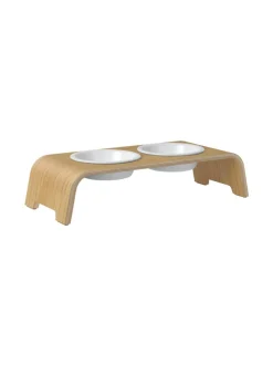 Ruokakupit Ja -Tarvikkeet<dogBar ® Classic korotettu ruokakuppiteline - Vaalea tammi POSLIINI
