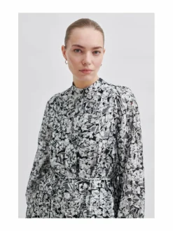 Mekot<SECOND FEMALE Doodle-silkkisekoitemekko 8001 BLACK