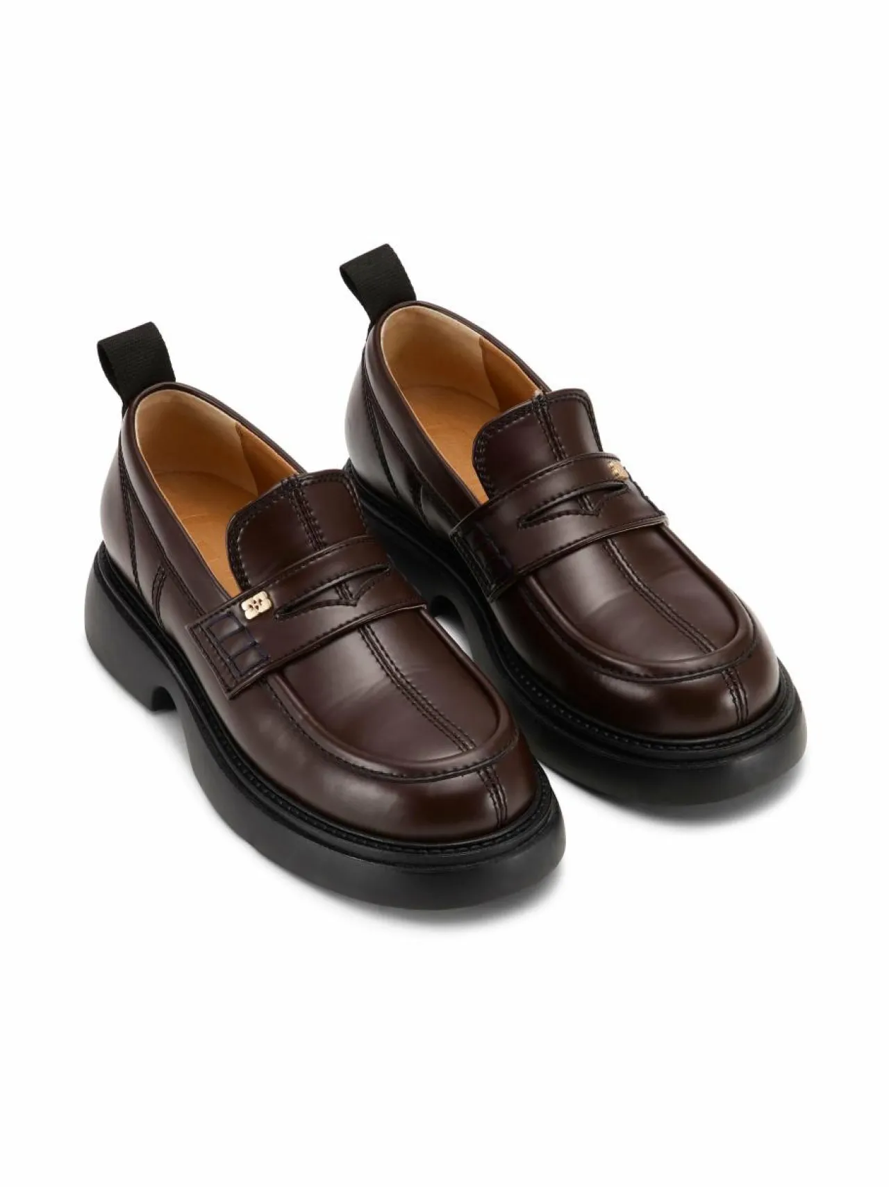 Kävelykengät & Loaferit<Ganni Everyday-nahkaloaferit 890 CHOCOLATE FONDANT