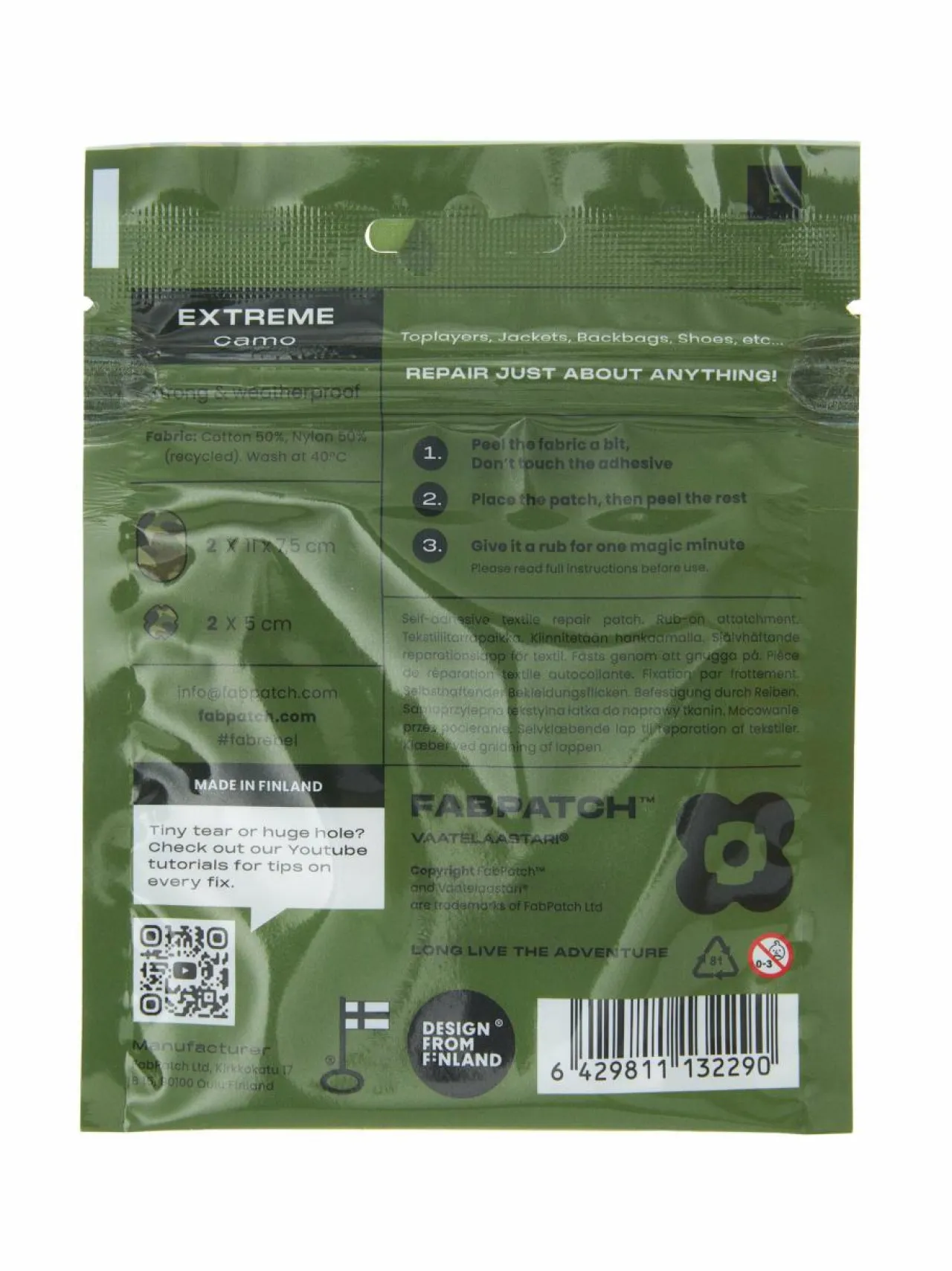 Muut Asusteet<Vaatelaastari FabPatch Extreme-tekstiilin korjauslaastari CAMO