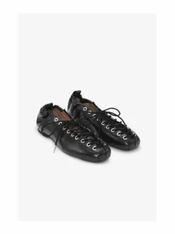 Avokkaat & Korkokengät<Ganni Eyelets Lace Up Ballerina -avokkaat 099 BLACK