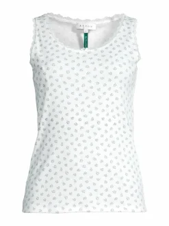 Yö- & Oloasut<A+more Faith Pointelle -toppi OFFWHITE/BLUE FLOWERPRINT