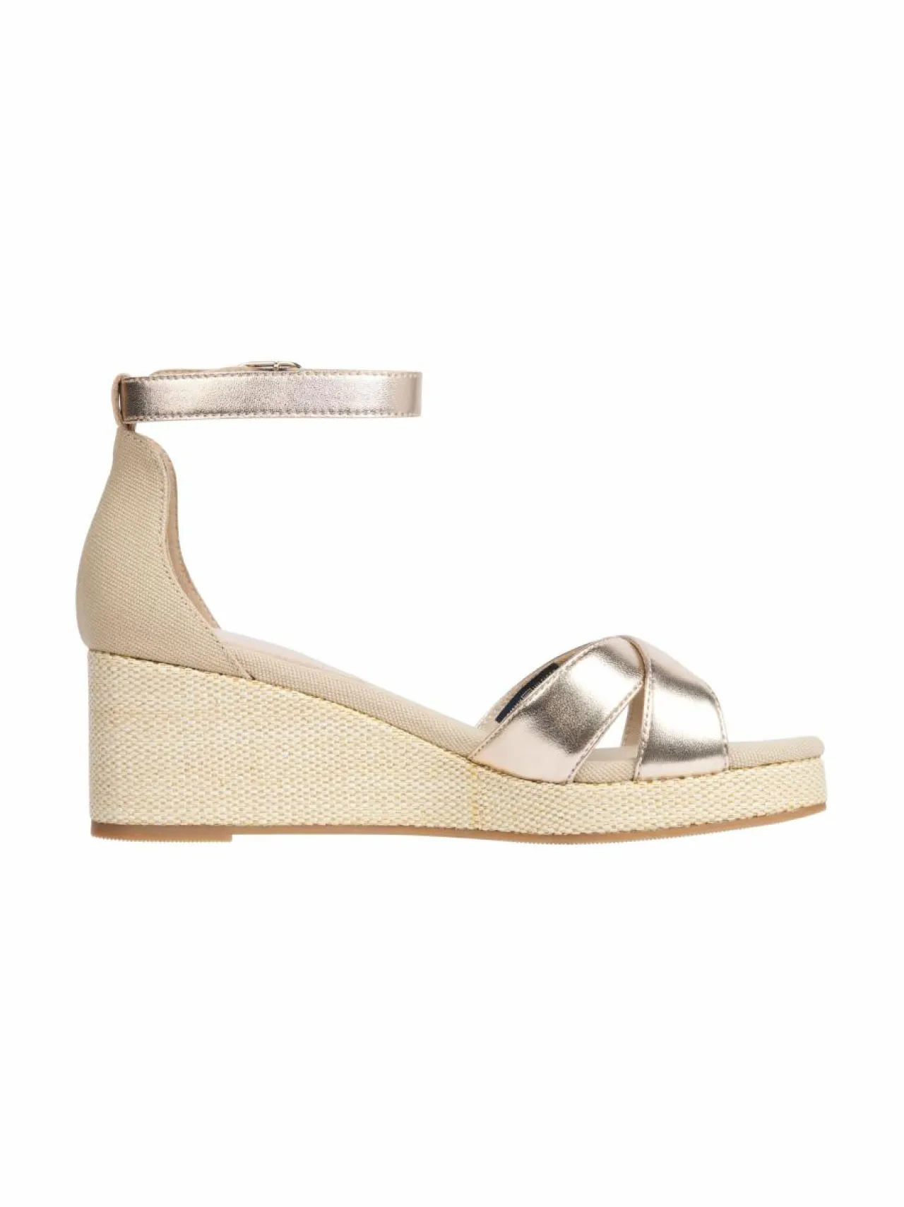 Kävelykengät & Loaferit<Tommy Hilfiger Flag Metallic Mid Wedge Espadrille -kiilakorkosandaalit 0HS GOLD