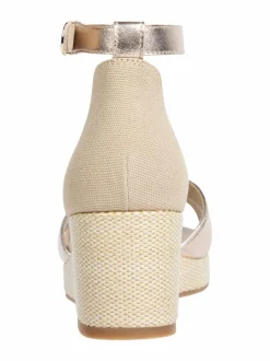 Kävelykengät & Loaferit<Tommy Hilfiger Flag Metallic Mid Wedge Espadrille -kiilakorkosandaalit 0HS GOLD