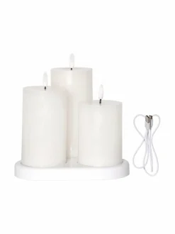 Star Trading Flamme Charge LED -pöytäkynttiläsetti 10 cm + 12,5 cm + 15 cm^ Jouluvalot