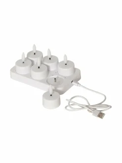 Jouluvalot<Star Trading Flamme Charge LED -tuikkukynttilät 6 kpl WHITE