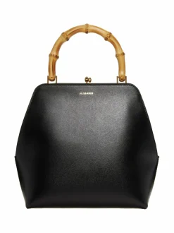 Käsilaukut<Jil Sander Goji Square Small Bamboo -nahkalaukku 001 BLACK + BLACK + NATURAL F BLACK