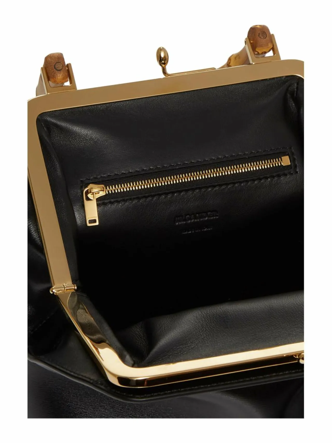Käsilaukut<Jil Sander Goji Square Small Bamboo -nahkalaukku 001 BLACK + BLACK + NATURAL F BLACK